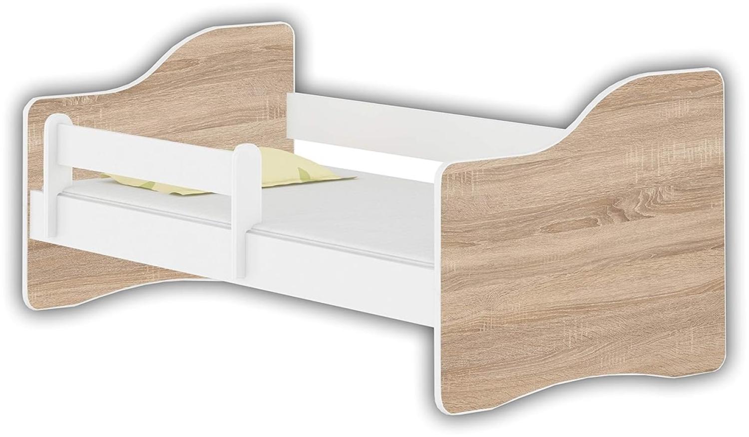 Jugendbett Kinderbett mit Einer Schublade mit Rausfallschutz und Matratze Weiß ACMA Happy 140x70 160x80 180x80 (Eiche Sonoma, 140x70 cm) Bild 1