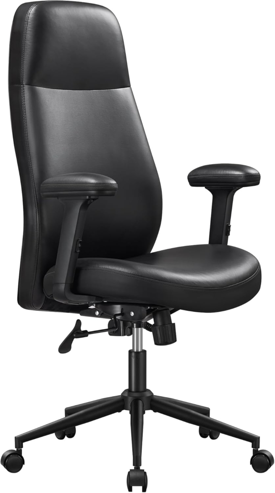 Songmics HOME Drehstuhl, Bürostuhl mit verstellbaren Armlehnen, höhenverstellbar, modern, Rückenlehne, Armlehnen, breiter Sitz, Baumwoll-Leinen-Mischgewebe, tintenschwarz OBGDE037B01 Bild 1
