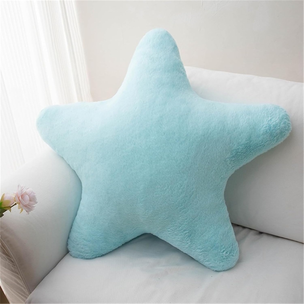 Kuschelkissen Kinder Sternkissen, Weiche Flauschige Sternform Zierkissen Sofakissen, Plüsch Kissen Dekokissen für Mädchen & Jungen Zuhause Schlafzimmer Deko (Blau,80cm) Bild 1