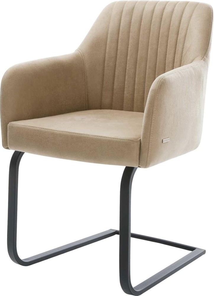 Armlehnstuhl Greg-Flex Freischwinger flach schwarz Vintage Beige Bild 1