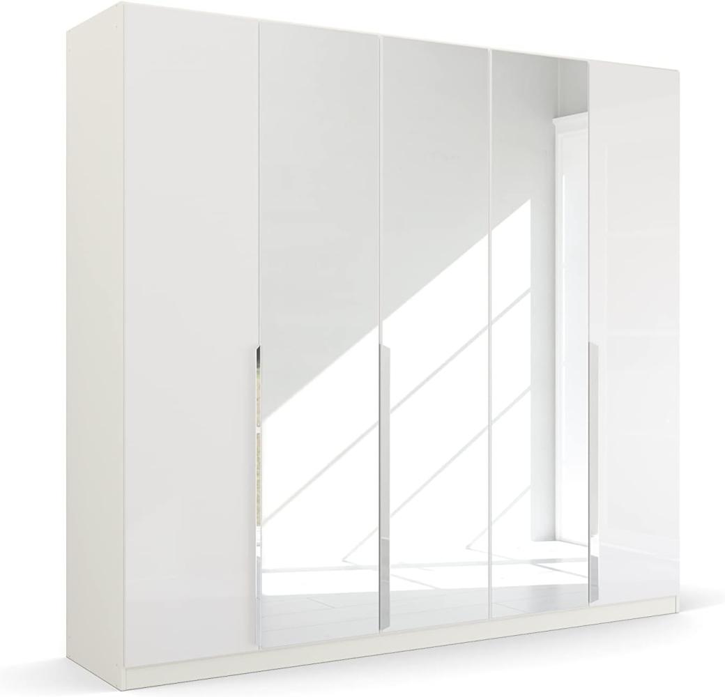 Kleiderschrank Drehtürenschrank Glamour | 5-türig | mit Spiegeltüren | weiß Hochglanz / alpinweiß | 226x210 Bild 1