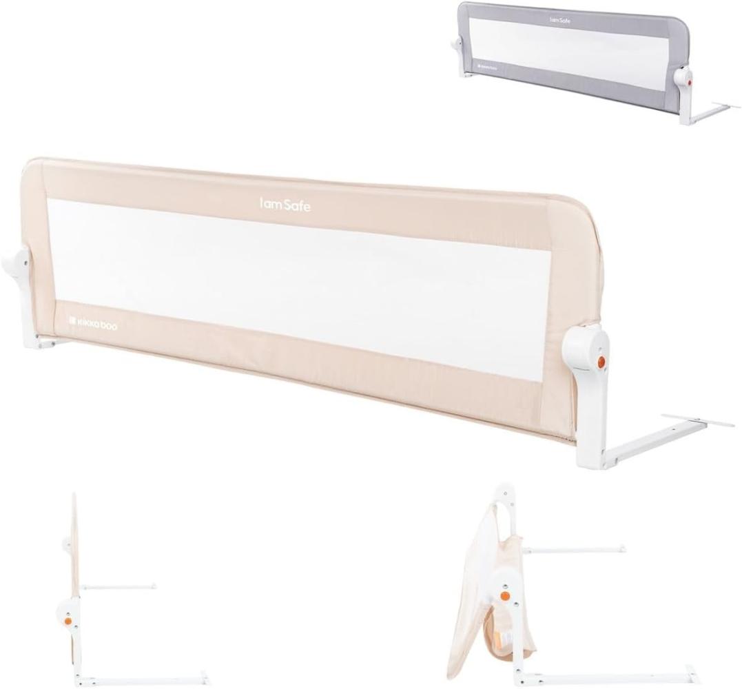 Kikkaboo Bettschutzgitter I am safe 150 cm, klappbar, Bettgitter, ab 18 Monaten hellbraun Bild 1