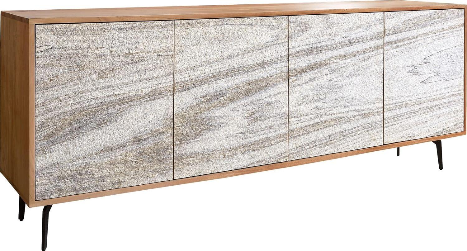 Sideboard Kleo 175 cm Akazie Natur 4 Türen Winkelfuß Metall Schwarz Bild 1