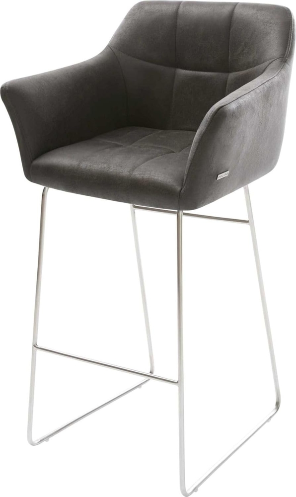 Barstuhl Yulo-Flex Vintage Anthrazit Kufengestell Edelstahl Bild 1