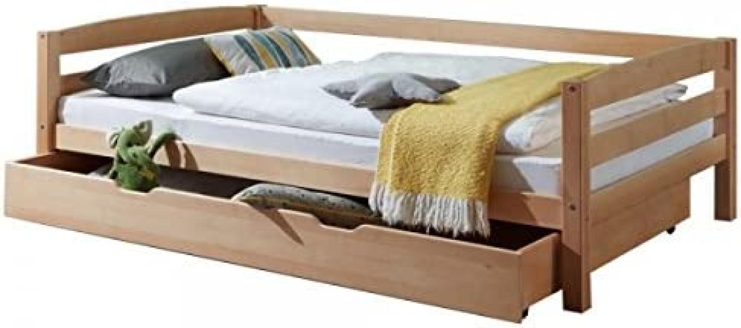 Relita Kinderbett Nora mit Bettkasten 90x200 cm Buche massiv Natur Bild 1