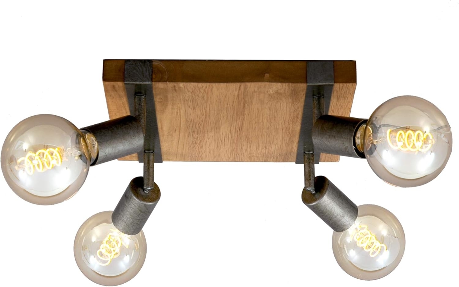 BRILONER - Deckenlampe Vintage schwenkbar, Holzbasis, E27 Fassung, max. 25 Watt, Deckenleuchte, Lampe, Wohnzimmerlampe, Schlafzimmerlampe, Küchenlampe, Deckenstrahler, 28 x 28 x 9 cm, Holz-Schwarz Bild 1