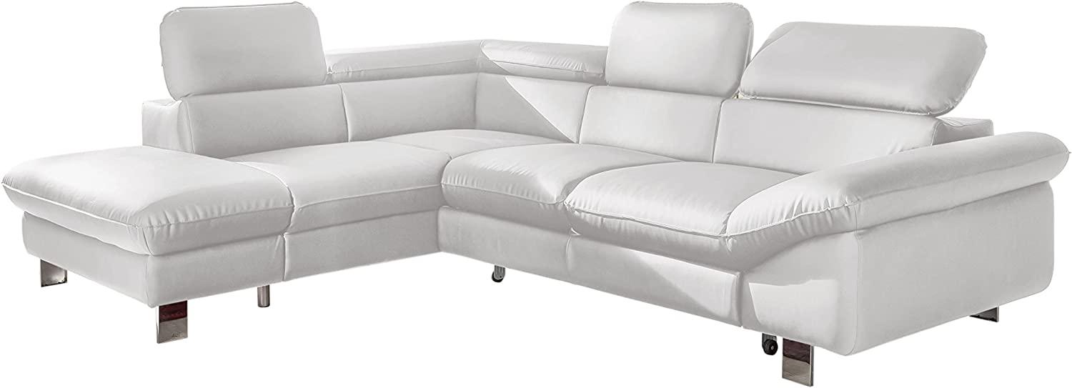 Mivano Ecksofa Driver mit Schlaffunktion und Stauraum / Ledersofa in L-Form mit Ottomane links / Inkl. verstellbare Kopfstützen / 266 x 73 x 214 / Kunstleder weiß Bild 1