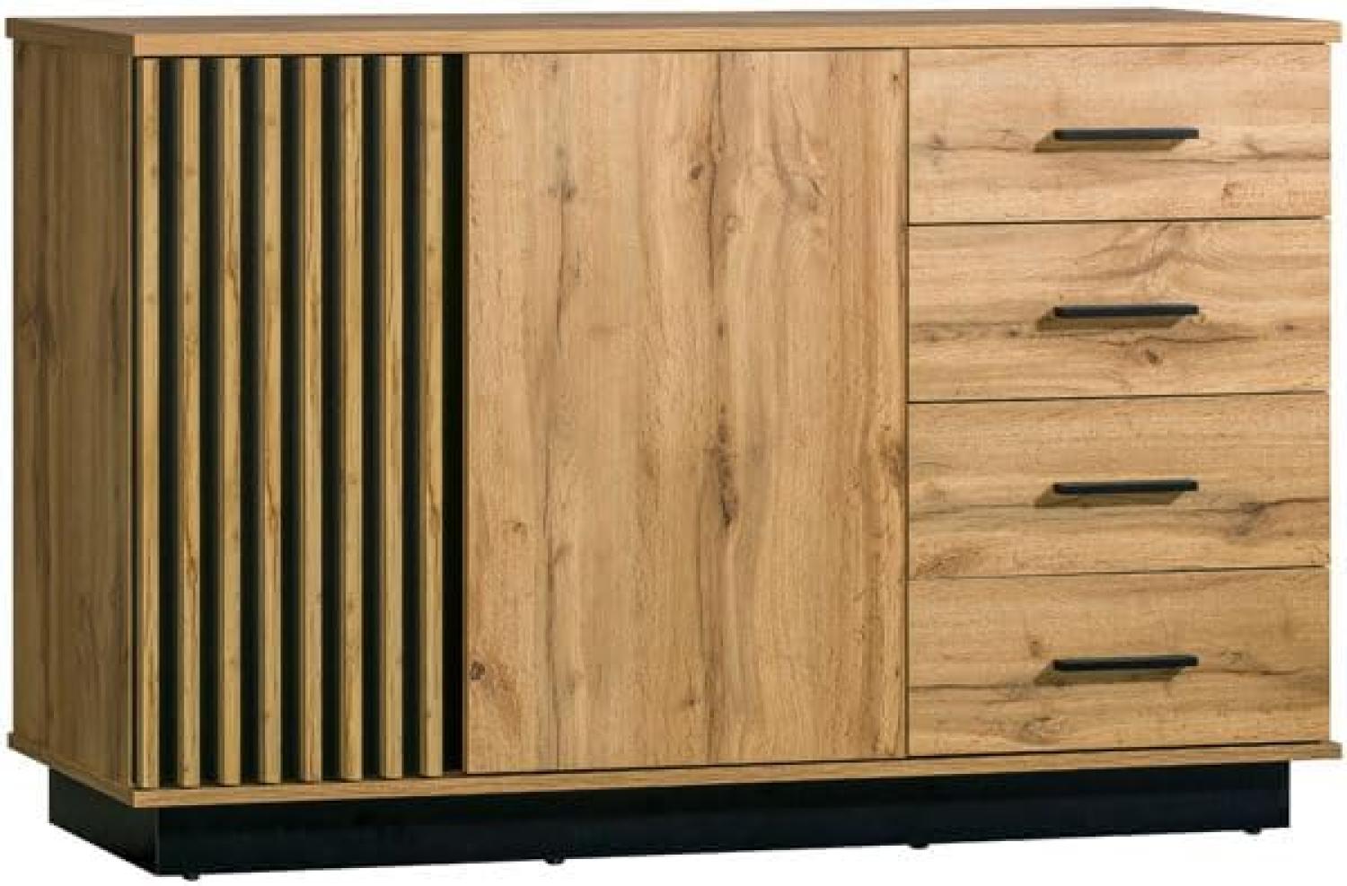 Kommode Sideboard Lamia 141cm Wotan Eiche schwarz 2-türig Bild 1