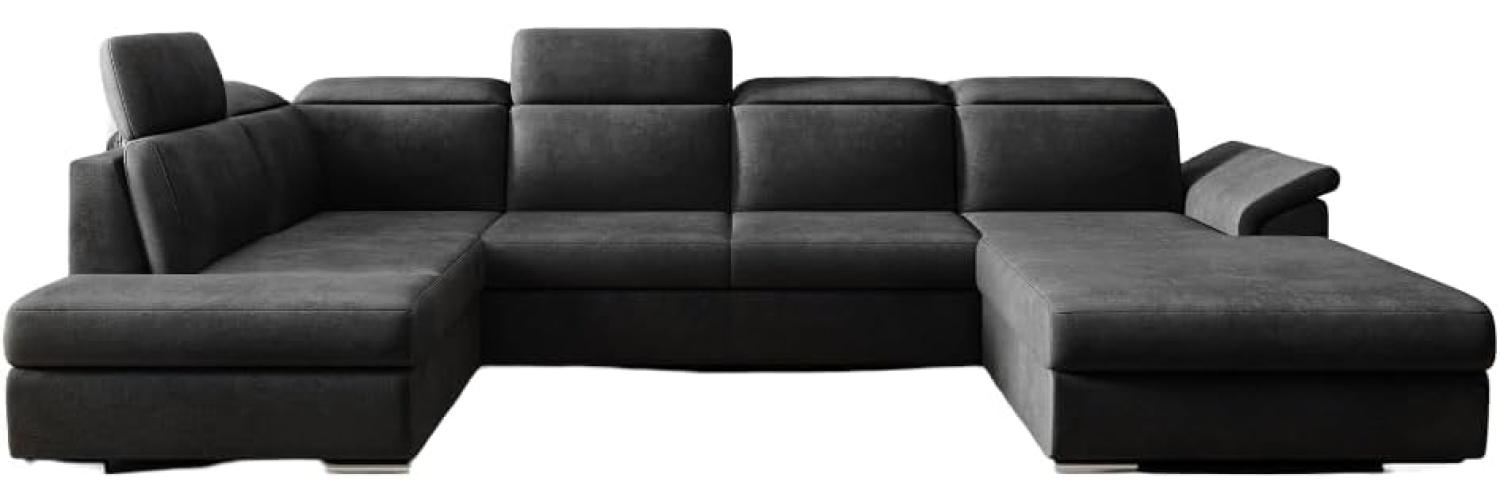 Designer Sofa Emiliano mit Schlaf- und Klappfunktion Samt Anthrazit Rechts Bild 1