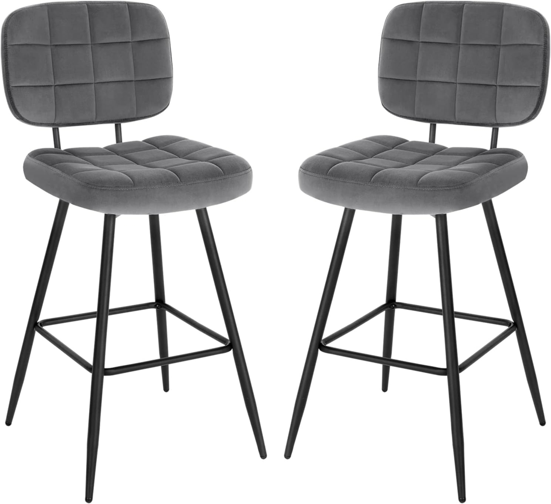 EUGAD Barhocker (2 St, 2er Set), Tresenhocker, Design Hocker, Fußstütze, aus Samt Metall Bild 1