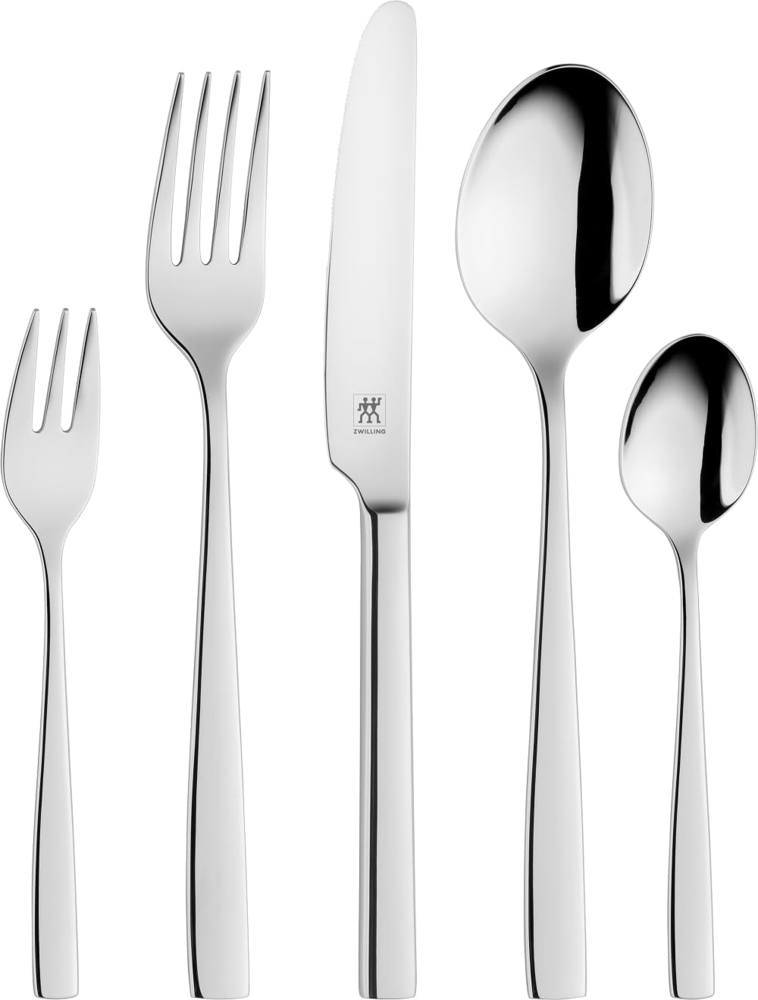 Zwilling Roseland Besteck Set, 30-teilig, Für 6 Personen, 18/10 Edelstahl/Hochwertiger Klingenstahl, Poliert, Silber [plastikfreie Verpackung], plastic free, TLG Bild 1