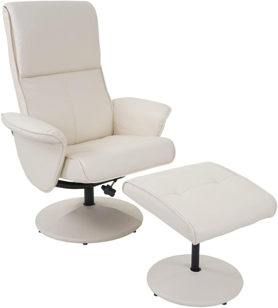 Relaxsessel Helsinki, Fernsehsessel Relaxliege TV-Sessel mit Hocker ~ Kunstleder, creme Bild 1