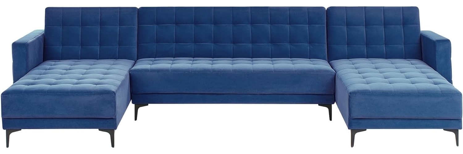 U-förmiges Modul Schlafsofa 5-Sitzer ABERDEEN Samtstoff Blau universal Bild 1