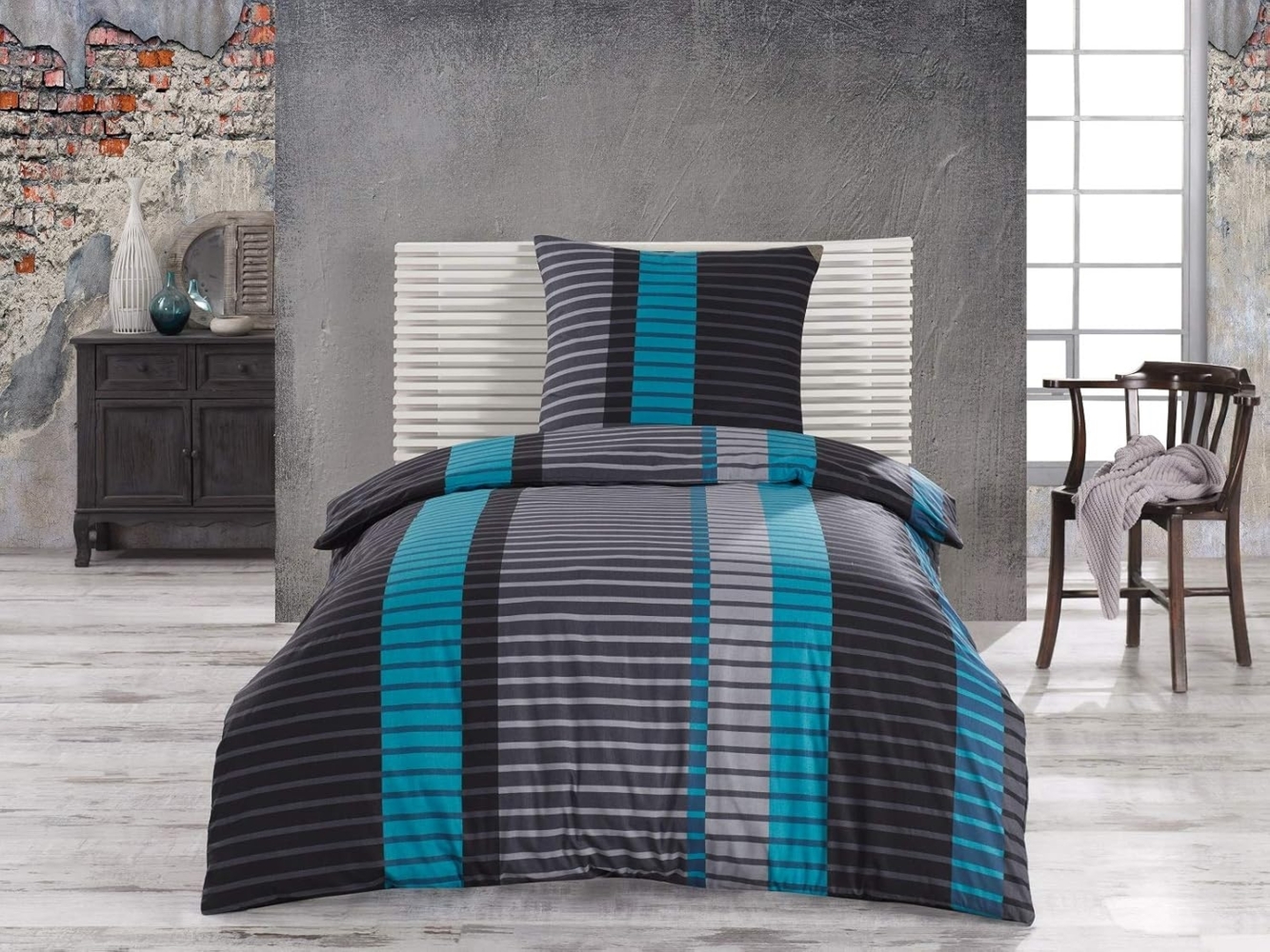 CLASS HOME COLLECTION Bettwäsche Renforce Bettbezug 135x200 155x200 200x200 200x220 Wind Blau, 100% Baumwolle, 2 teilig, 100% Baumwolle, angenehmes Hautgefühl, gestreift, modern, blau Bild 1