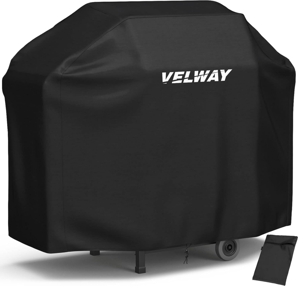 Velway Grill Abdeckhaube Gasgrill Grillabdeckung Regendicht BBQ Abdeckung Cover Schutzhülle Haube Staubdicht Grill Abdeckplane Grillschutz (147 x 61 x 117 cm) —Schwarz Bild 1