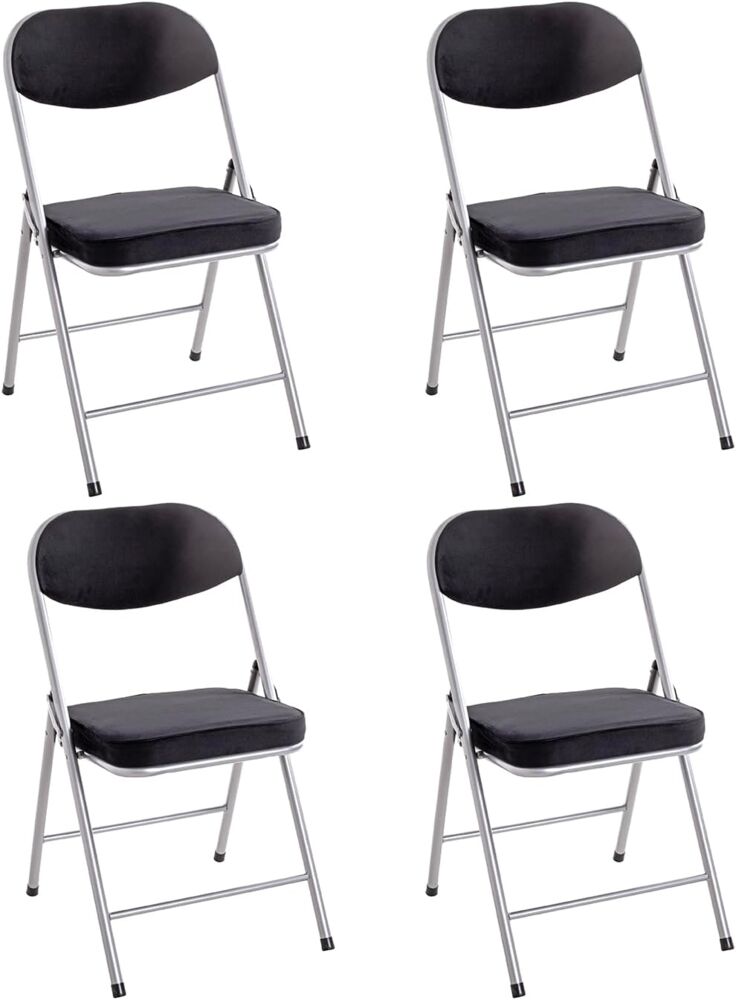 HAKU Möbel Klappstuhl 4er Set alu, schwarz, Metall, Samtgewebe - Maße: B 46 cm x H 80 cm x T 53 cm, Style: Modern Bild 1