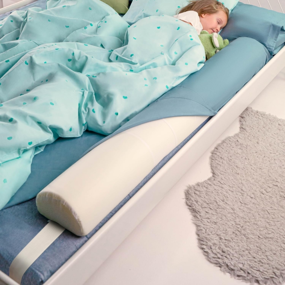 BANBALOO - Rausfallschutz für Kinderbett - Bettrolle für Kleinkinder Bett, Randkissen mit Memory-Schaum-Polsterung, Bettschutzgitter - Rutschfestes Tragbares Trennkissen - Bettgitter Rausfallschutz Bild 1