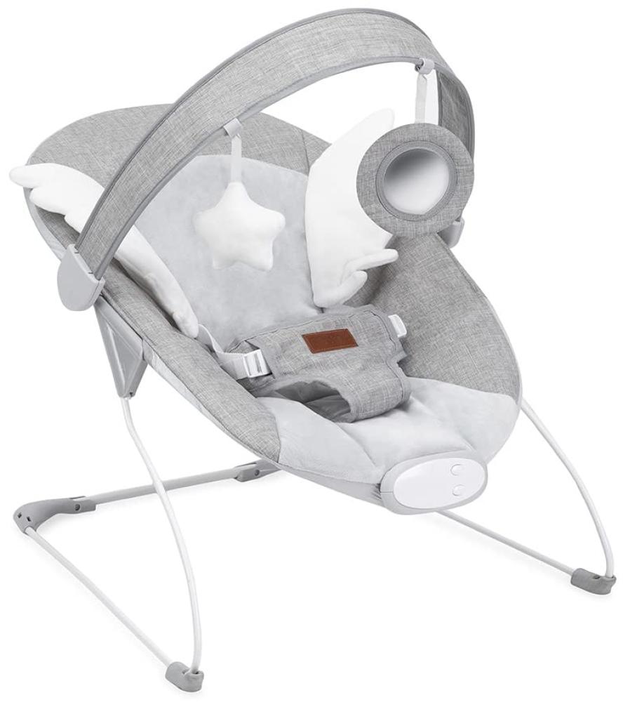 MoMi TULI Babywippe für Babys bis 9 kg, 58 x 49 x 53 cm, 3-Punkt-Sicherheitsgurt, Metallgestell mit Antirutsch-Füßchen, sensorisches Modul mit Melodien und Vibration Bild 1