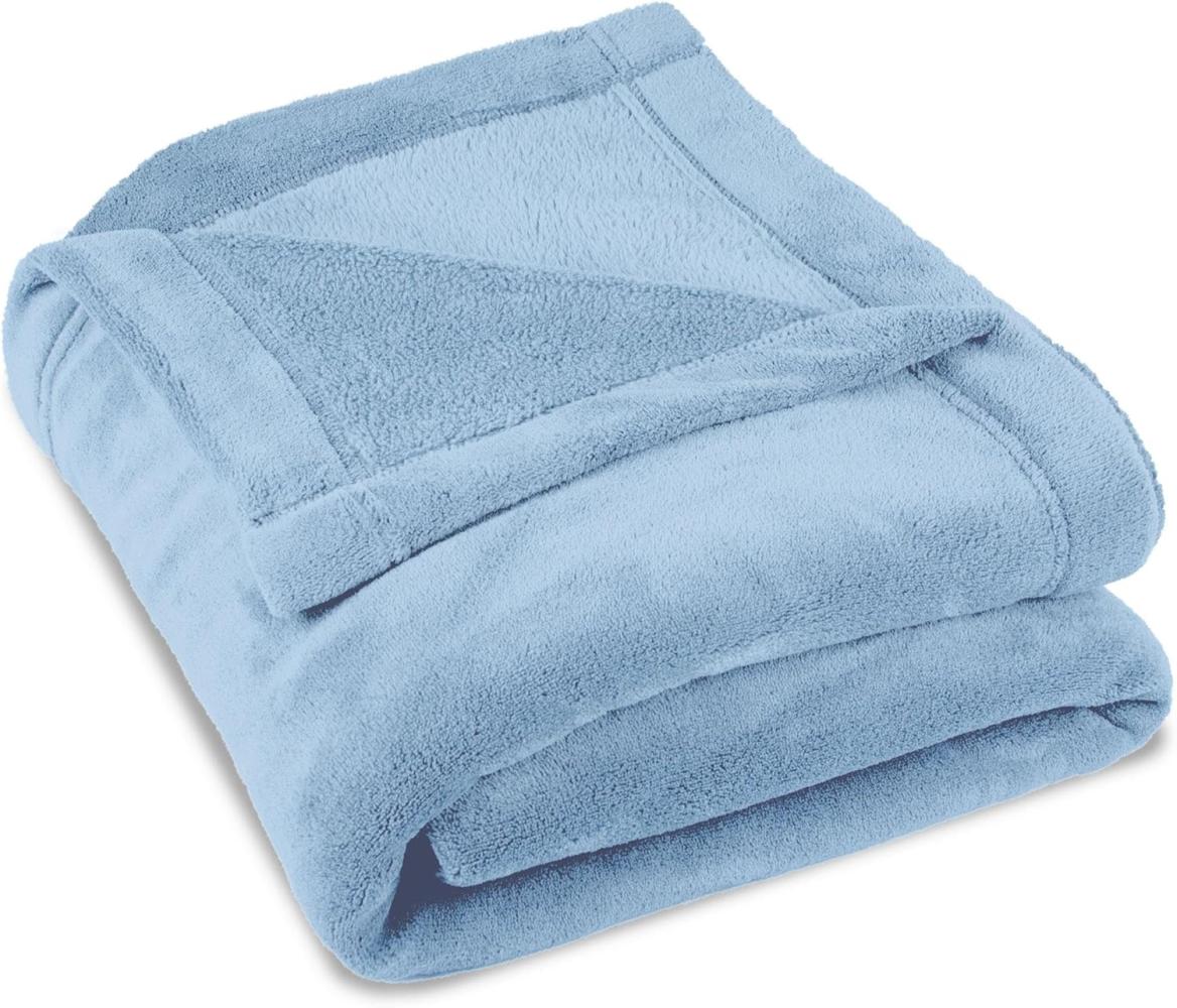 CelinaTex Flauschige Kuscheldecke 150x200 cm hell blau Decke Sofa warm Wohndecke weich Mikrofaser Fleece Oeko-TEX Montreal Bild 1