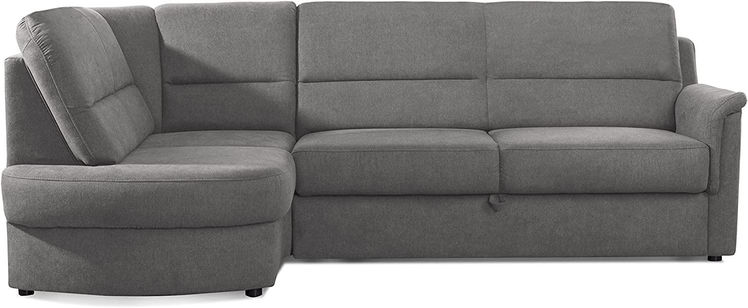 Cavadore Ecksofa Paris mit Federkern / Kleines L-Sofa mit Vorziehsitz, Bettkasten und Ottomane / 243 x 87 x 155 / Grau Bild 1