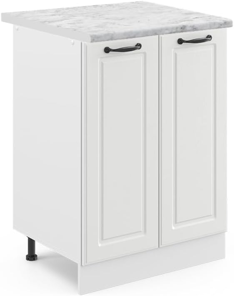 Vicco Küchenunterschrank R-Line, Weiß Landhaus/Weiß, 60 cm, AP Marmor Bild 1