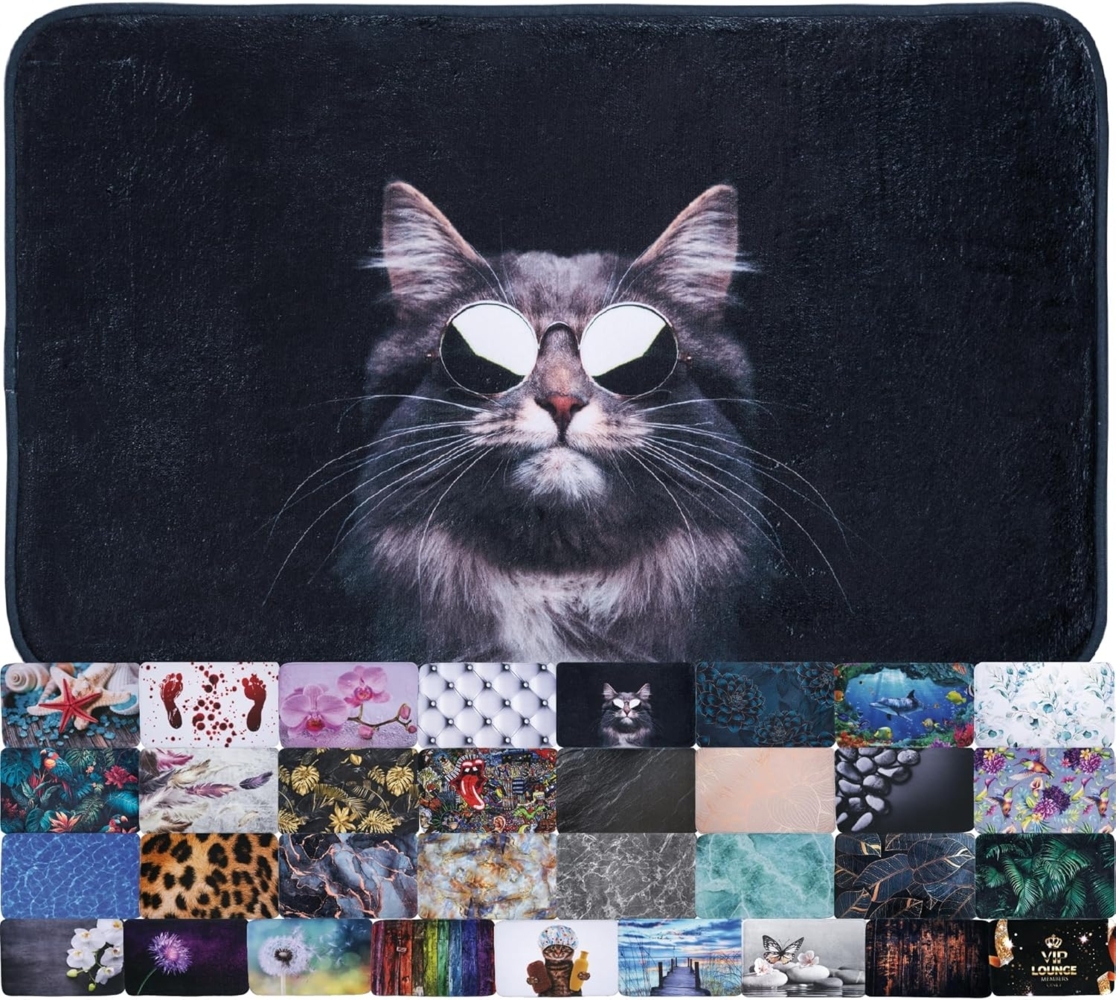Sanilo Badematte Cool Cat, rutschhemmend beschichtet, waschbar, schnelltrocknend, Polyester, rechteckig, sehr weich, hochwertig & modern, 50 x 80 cm oder 70 x 110 cm Bild 1