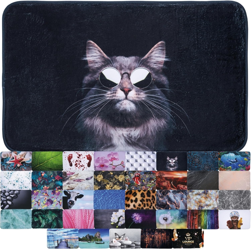 Sanilo Badematte Cool Cat, rutschhemmend beschichtet, waschbar, schnelltrocknend, Polyester, rechteckig, sehr weich, hochwertig & modern, 50x80 cm oder 70x110 cm Bild 1