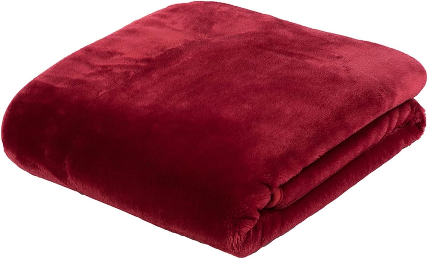 Premium Cashmere Kuscheldecke Tagesdecke Wohndecke 220 x 240 cm - Rot Bild 1