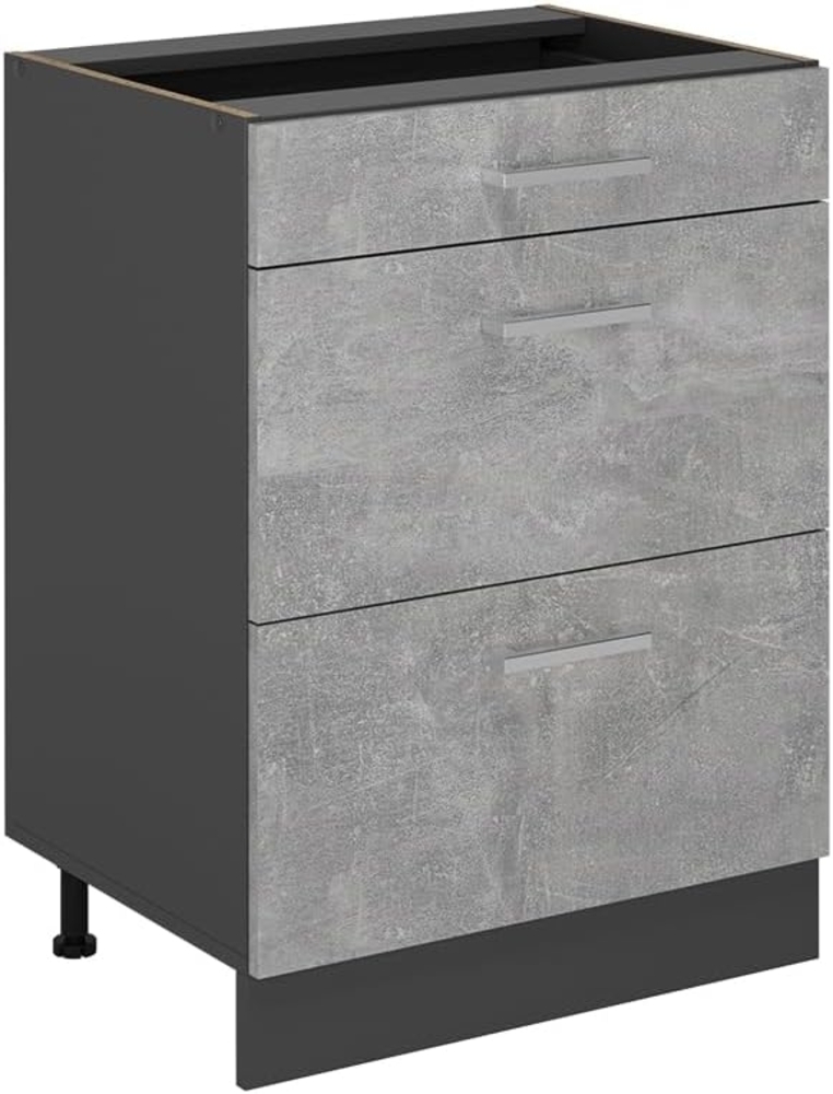 Vicco Küchenunterschrank R-Line, Beton, 60 cm mit Schubladen, ohne Arbeitsplatte Bild 1