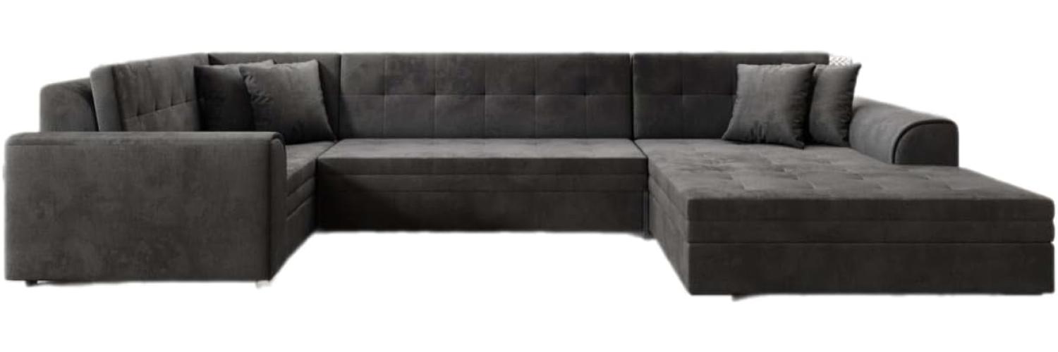 Designer Sofa Velio mit Schlaffunktion Samt Anthrazit Rechts Bild 1