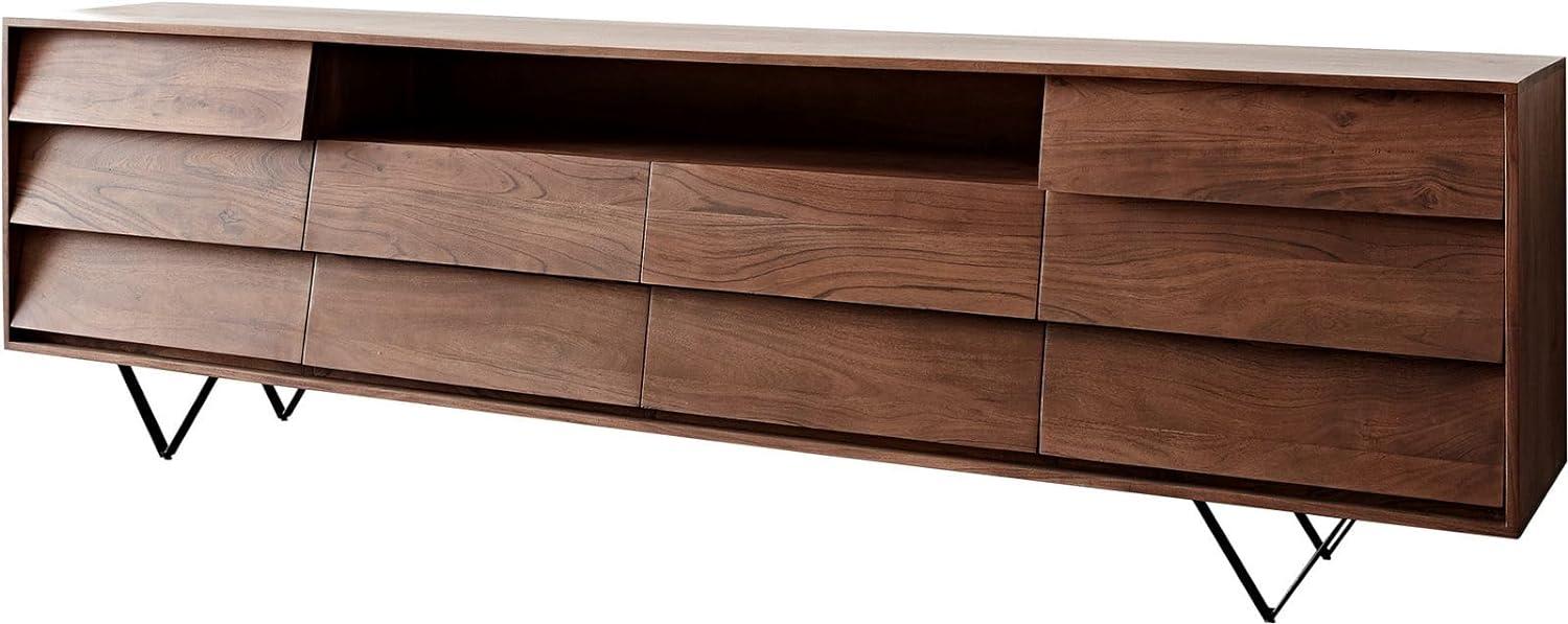 Sideboard Eloi 240x40 cm Akazie Braun 2 Türen 4 Schubladen V-Fuß Schwarz Bild 1