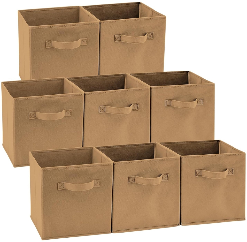 EZOWare Aufbewahrungskörbe Faltbare Würfel-Aufbewahrungsboxen, 8er-Set, Faltbare Aufbewahrungsbox für Kleinkinder, Kinderzimmer, Zuhause, 26,7 x 26,7 x 28 cm / Dunkles -Mushroom Bild 1