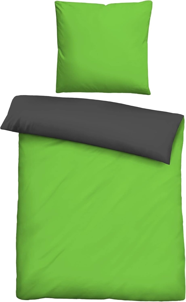 Traumhaft Schlafen - Castell - Markenbettwäsche 0560500 Microfaser Satin Bettwäsche, apfelgrün, 1x 155x220 cm + 1x 80x80 cm Bild 1