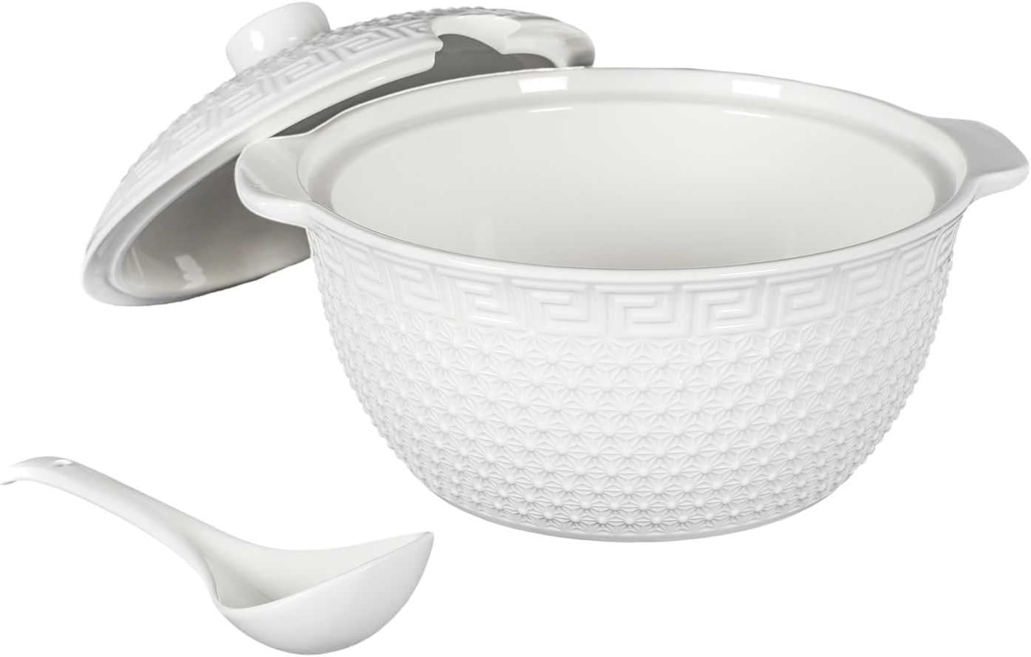 HOME DECO FACTORY, KA0279, 9-Piece Porcelain Soup Service, 27L Tureen, Ladle and 6 Bowls, Clean and Elegant Design, Ideal for Dinners and Receptions, White, Size: Standard Bild 1