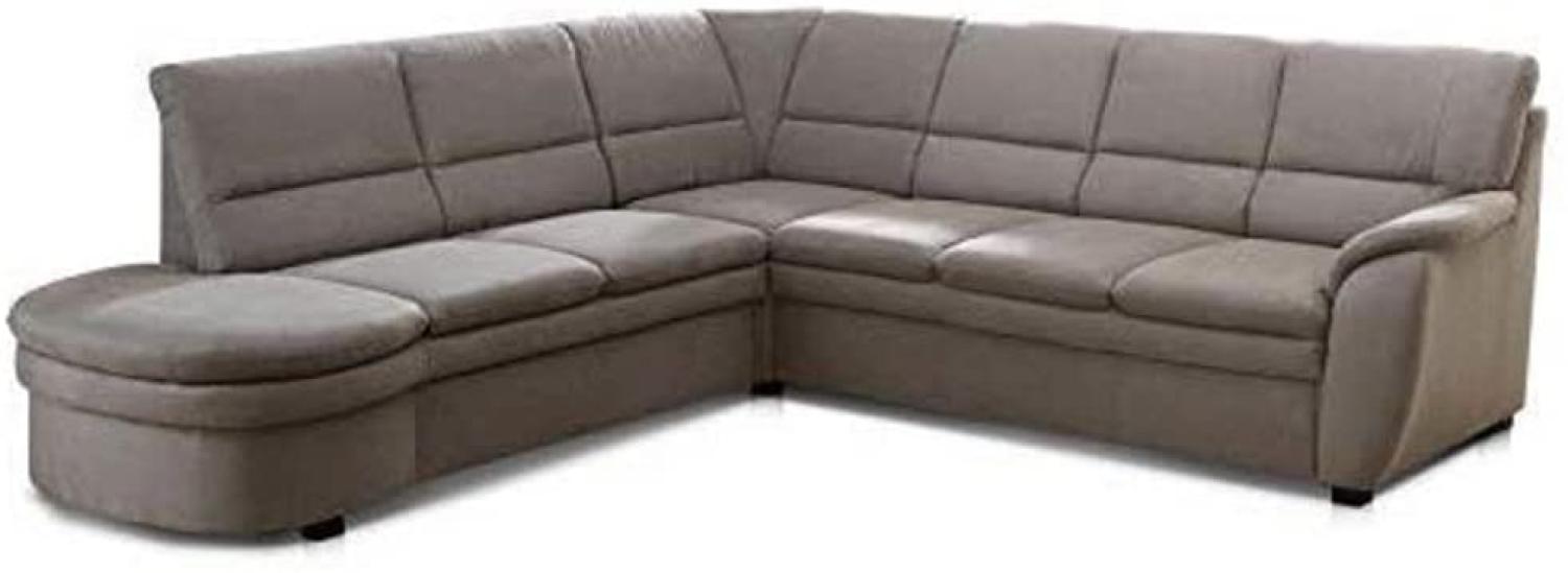 Cavadore Ecksofa Gingle mit Ottomane links / Schlafsofa mit Federkern, Relaxfunktion, Stauraum und hochwertigem Mikrofaser-Bezug in Wildlederoptik / Klassisches Design / 260 x 89 x 240 / Grau Bild 1