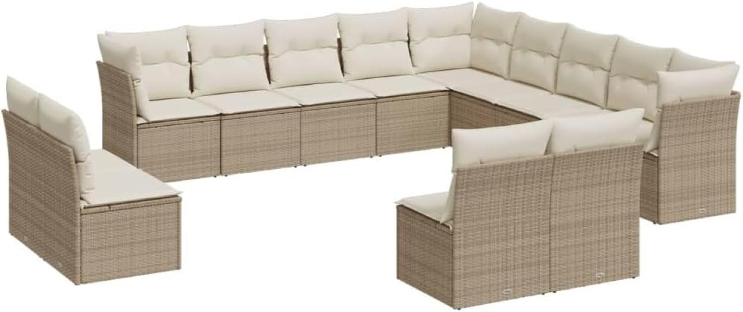 vidaXL 12-tlg. Garten-Sofagarnitur mit Kissen Beige Poly Rattan 3218418 Bild 1