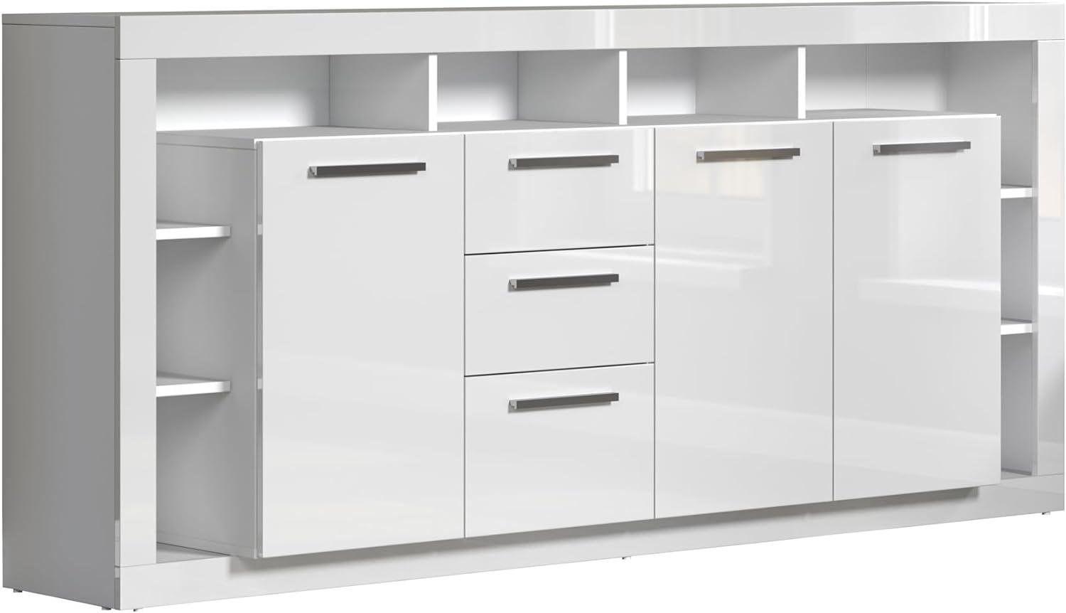 trendteam smart living - Sideboard Schrank Wohnzimmerschrank groß - Wohnen - Rock - Aufbaumaß (BxHxT) 200 x 90 x 40 cm - Farbe Weiß Hochglanz - 182687801 Bild 1