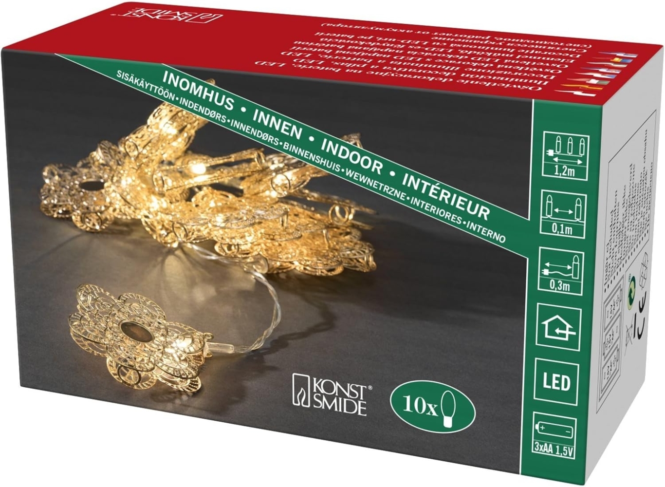 Konstsmide 3144-803 Motiv-Lichterkette Blumen Innenraum Batteriebetrieben Anzahl der Glühbirnen 10 LED (RGB) Warmweiß Beleuchtet Länge: 0 9 m Bild 1