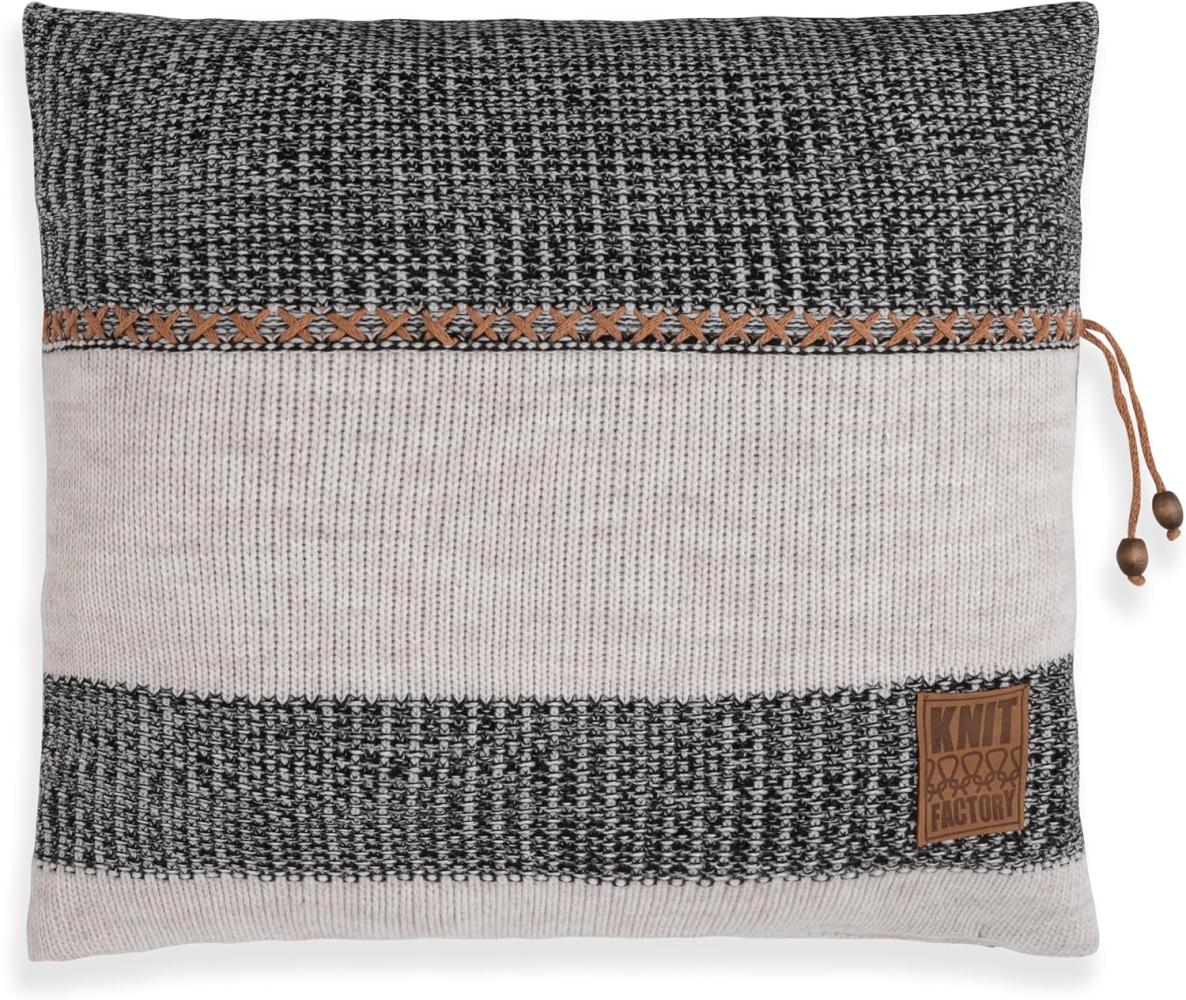 Knit Factory Roxx Kissen 50x50 cm Gestreift Beige Schwarz Bild 1