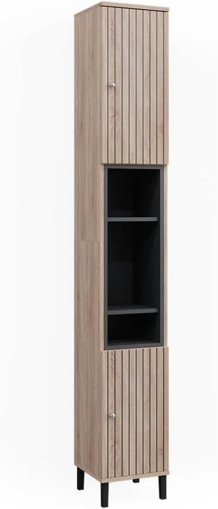 Vicco Hochschrank Aquis 30 x 190 cm, Sonoma Anthrazit, Badezimmer, modernes Design Bild 1