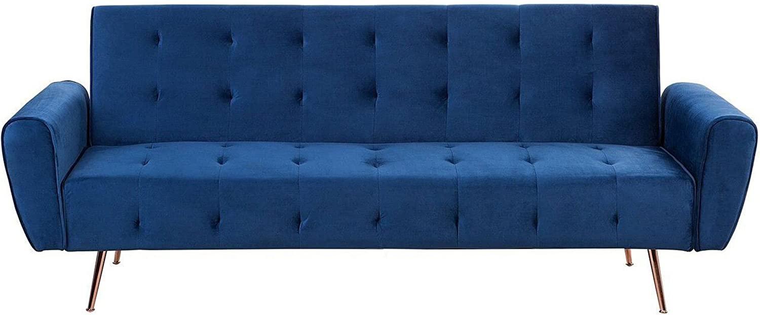 Schlafsofa 3-Sitzer Samtstoff marineblau SELNES Bild 1