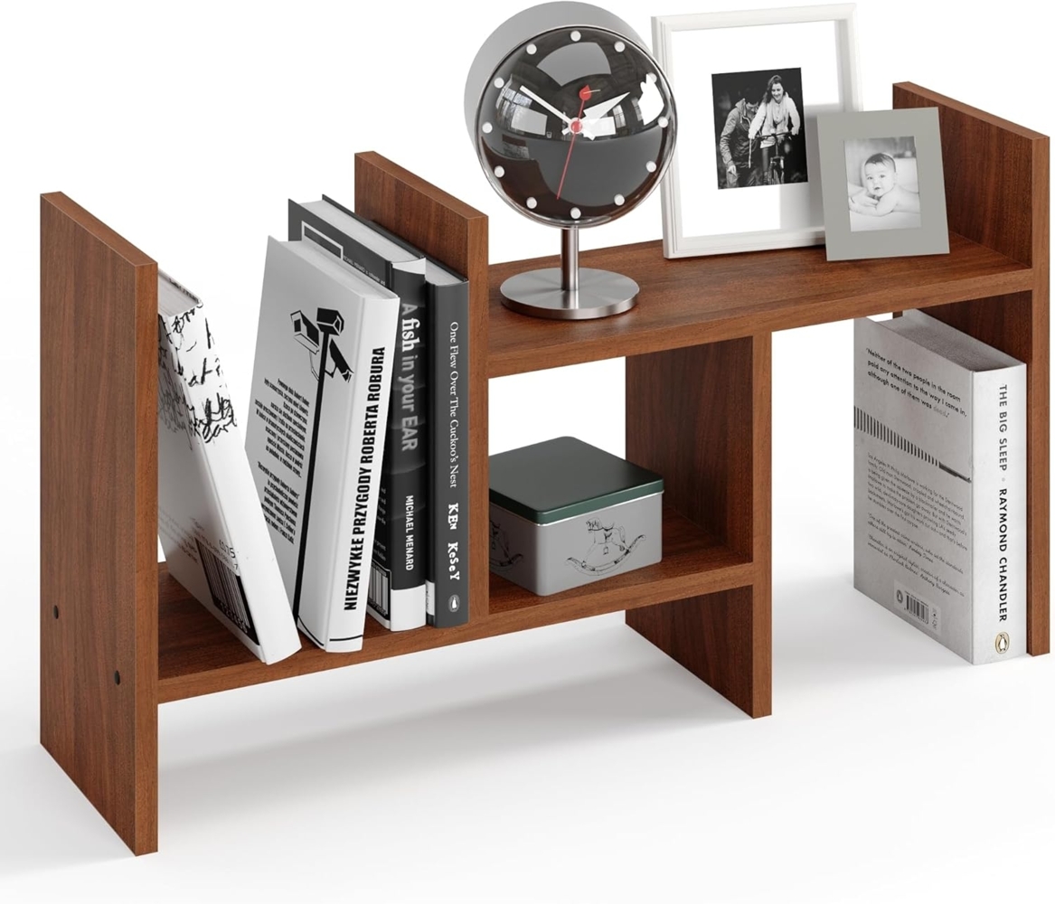 KOMTO Bücherregal Shelf K Tischregal Schreibtisch Aufsatzregal Desktop Regal Klein, Küchenregal Stehend für Arbeitsplatte 51-97 х 20 х 40 cm Bild 1