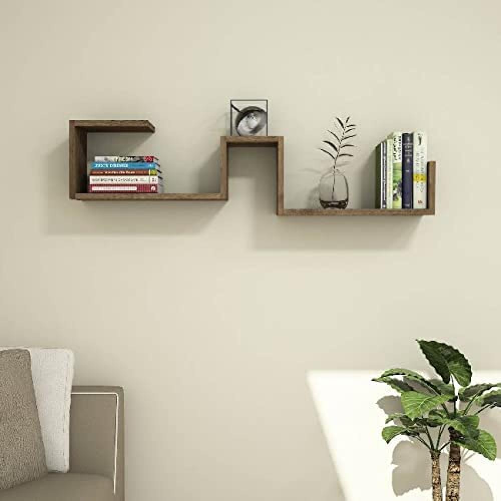 Homemania Wandregal Maze 117 x 22 x 30 cm Walnuss Bild 1