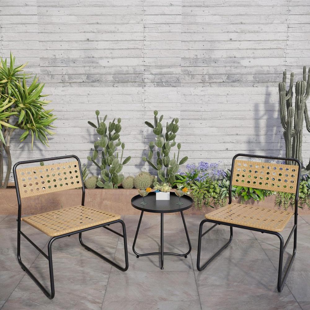 Bistroset Brienza 3-tlg. Polyrattan Beige [casa. pro] Bild 1