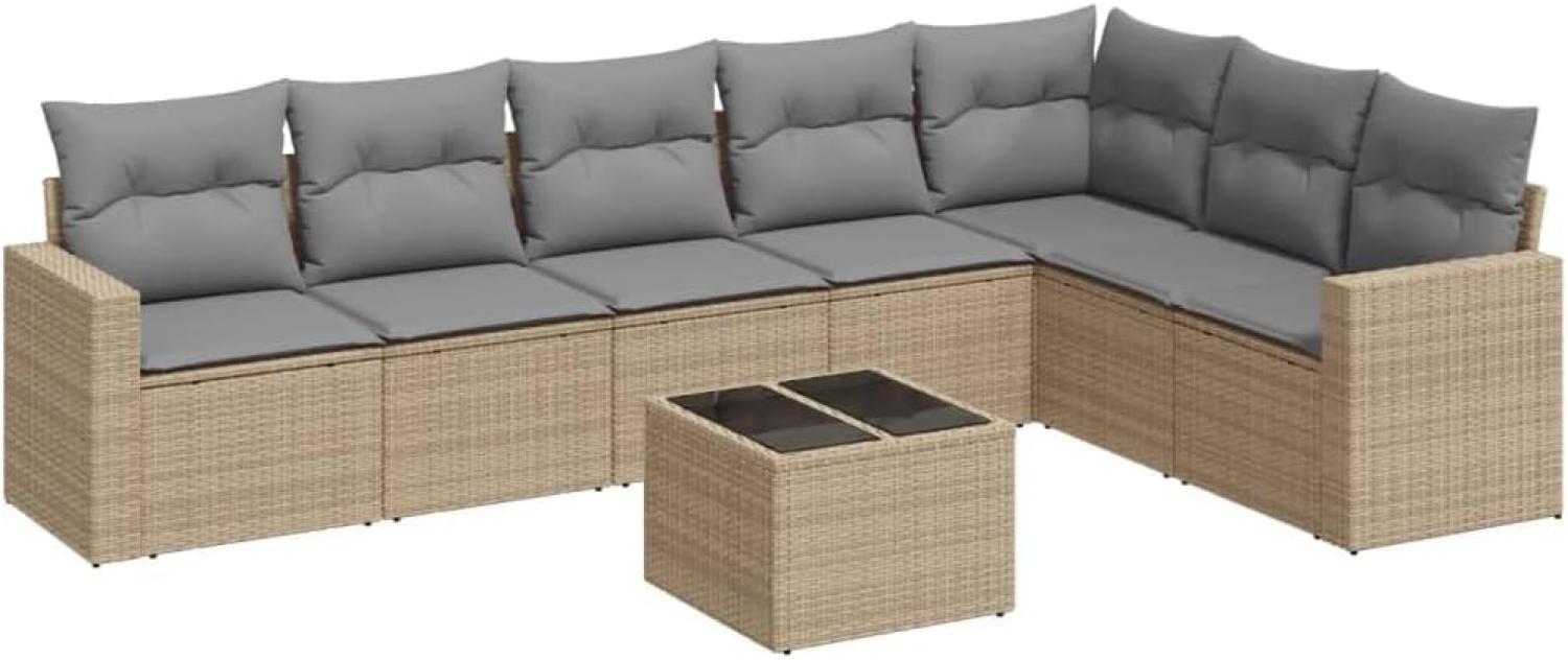 vidaXL 8-tlg. Garten-Sofagarnitur mit Kissen Beige Poly Rattan 3219049 Bild 1