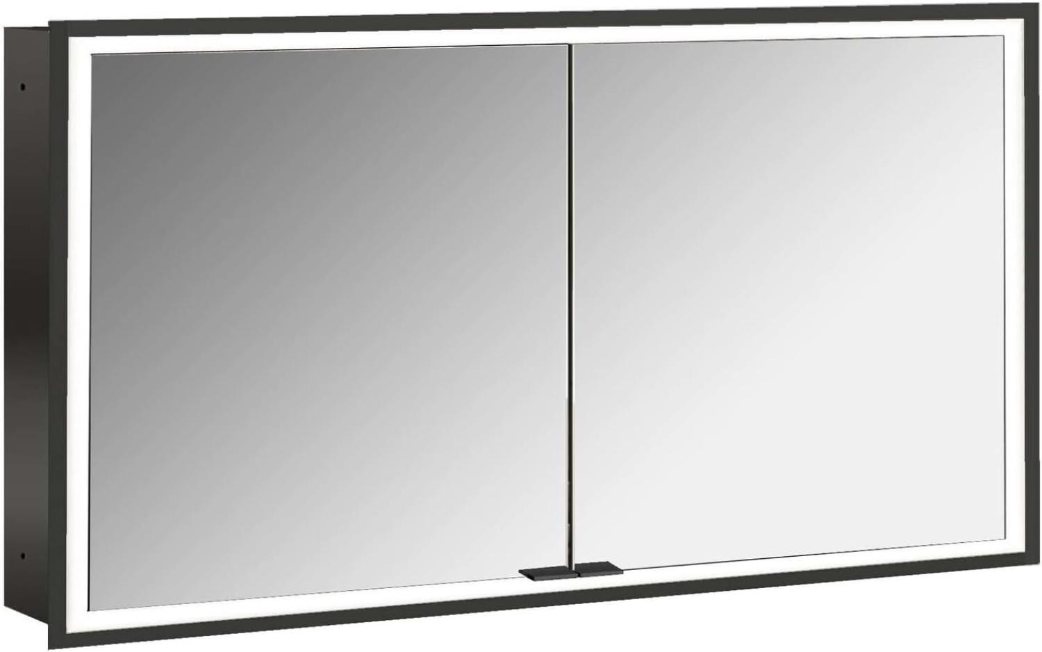 Emco asis prime Lichtspiegelschrank, Unterputzmodell, 2 Türen, mit Lichtpaket, 1300mm, Ausführung: Gehäuse schwarz - Rückwand verspiegelt - 949713395 Bild 1