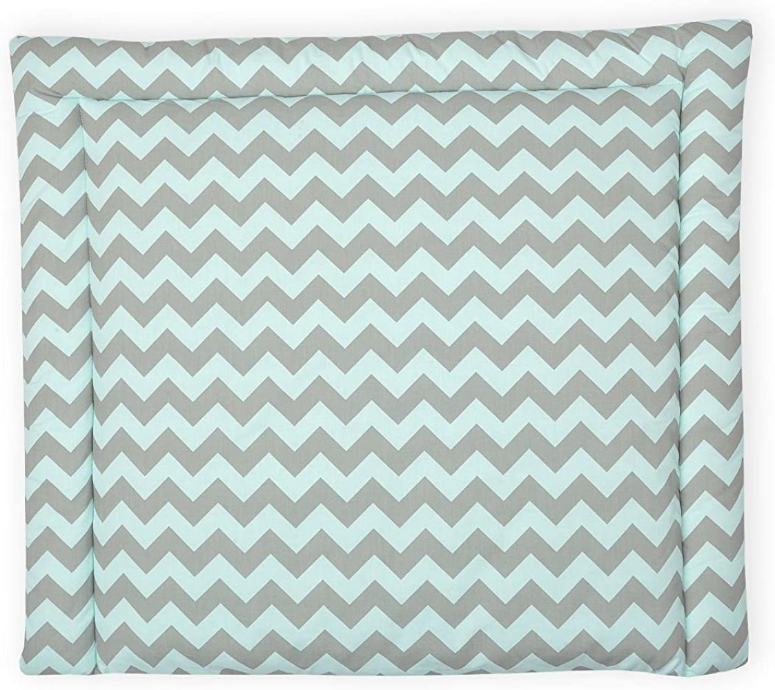 KraftKids Wickelauflage in Chevron hellgrau und mint, Wickelunterlage 75x70 cm (BxT), Wickelkissen Bild 1