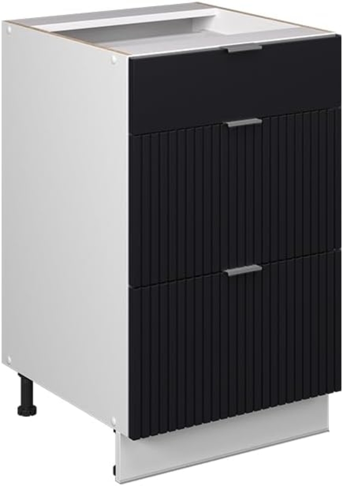 Vicco Schubladenunterschrank Fame-Line, Schwarz gestreift, 50 cm ohne Arbeitsplatte Bild 1