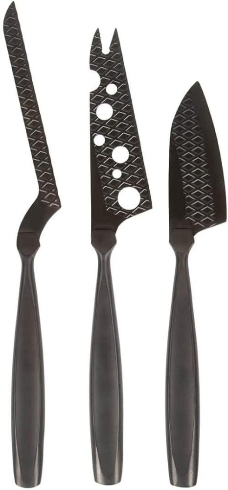 Boska Käsemesser-Set Monaco+ Schwarz, 3-tlg. mit Lederhülle, Käsemesser, Edelstahl, Schwarz, 28 cm, 307089 Bild 1