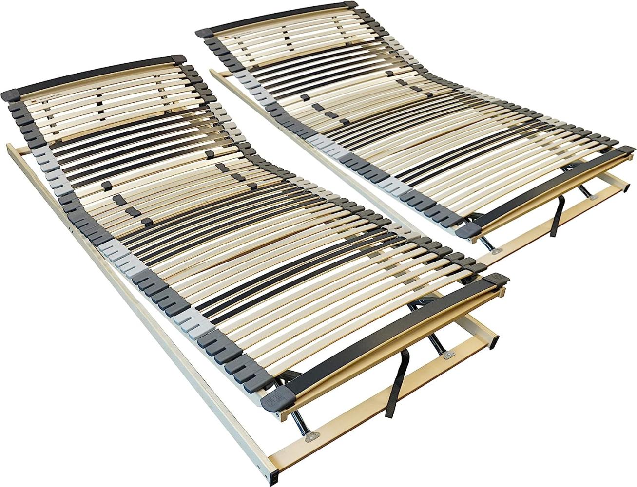 2x Ergonomischer Lattenrost 80x200 cm verstellbar - Lattenrost Set KV - 7-Zonen Lattenrost 80 x 200 cm Doppelpack - fertig montiert - 44 Leisten - Kopf- und Fußteil verstellbar - 2er Set - 80/200 Bild 1